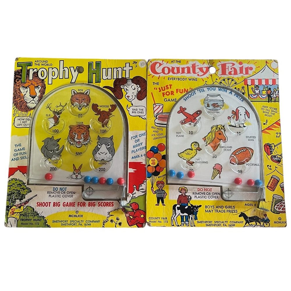 Vintage Pinball Game Trophy Hunt #172 & County Fair #173 Lot Of 2 1960's USA The